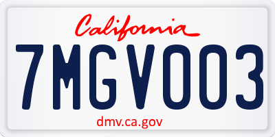 CA license plate 7MGV003