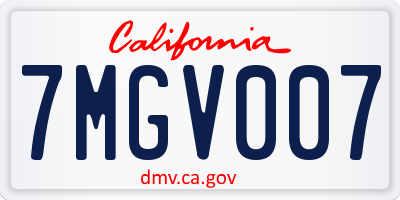 CA license plate 7MGV007