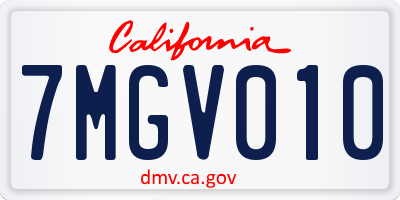 CA license plate 7MGV010