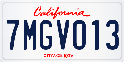 CA license plate 7MGV013