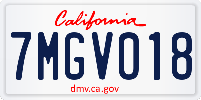 CA license plate 7MGV018
