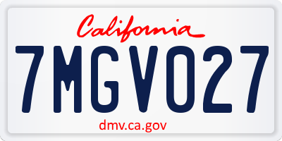 CA license plate 7MGV027