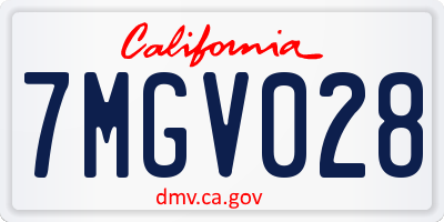 CA license plate 7MGV028