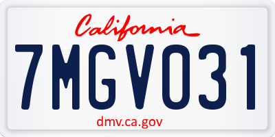 CA license plate 7MGV031