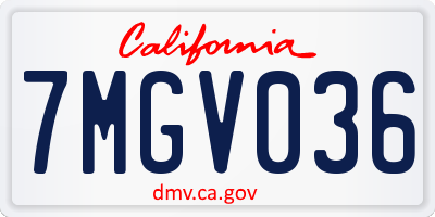 CA license plate 7MGV036