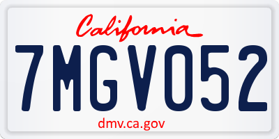 CA license plate 7MGV052