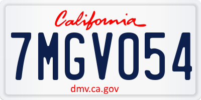 CA license plate 7MGV054