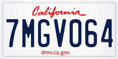 CA license plate 7MGV064