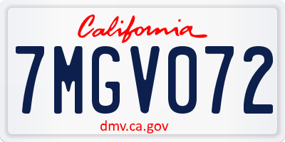 CA license plate 7MGV072