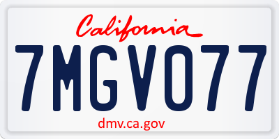 CA license plate 7MGV077
