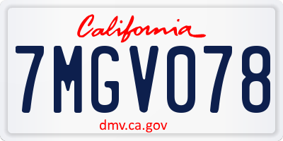 CA license plate 7MGV078
