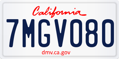 CA license plate 7MGV080