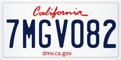 CA license plate 7MGV082