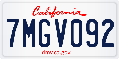 CA license plate 7MGV092