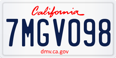 CA license plate 7MGV098