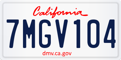 CA license plate 7MGV104