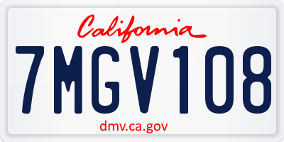 CA license plate 7MGV108