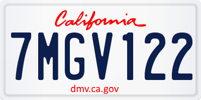 CA license plate 7MGV122