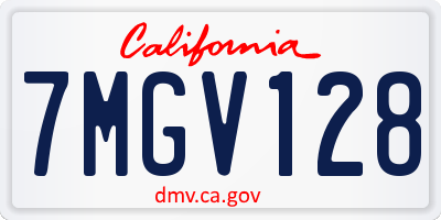 CA license plate 7MGV128