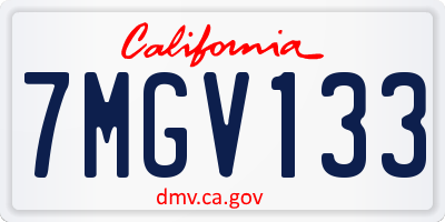 CA license plate 7MGV133