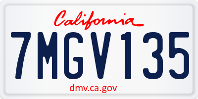 CA license plate 7MGV135