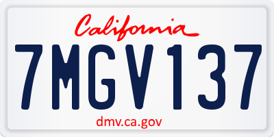 CA license plate 7MGV137