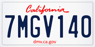 CA license plate 7MGV140