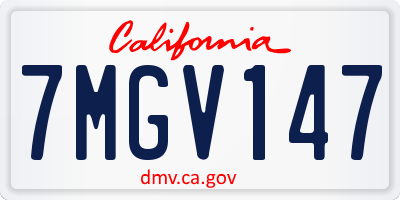 CA license plate 7MGV147