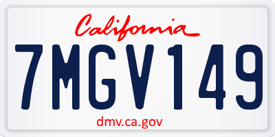 CA license plate 7MGV149