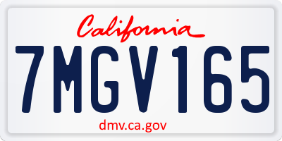 CA license plate 7MGV165
