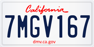 CA license plate 7MGV167