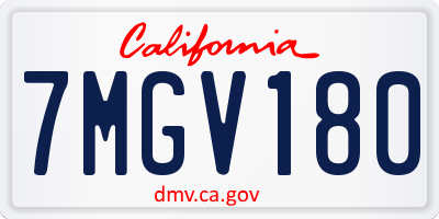 CA license plate 7MGV180