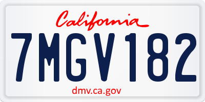 CA license plate 7MGV182