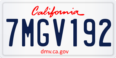 CA license plate 7MGV192
