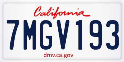 CA license plate 7MGV193