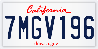 CA license plate 7MGV196