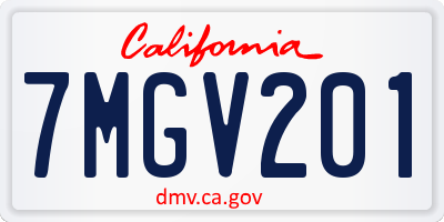 CA license plate 7MGV201
