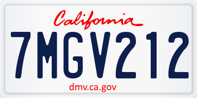 CA license plate 7MGV212