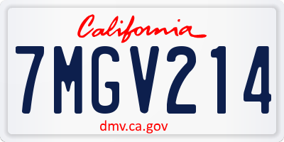 CA license plate 7MGV214