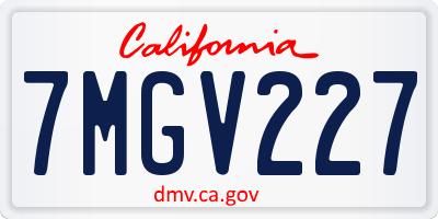 CA license plate 7MGV227