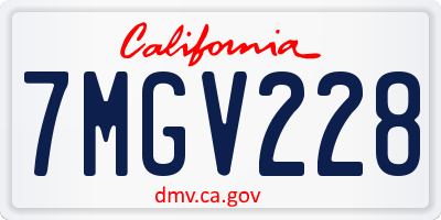 CA license plate 7MGV228