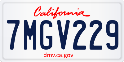 CA license plate 7MGV229