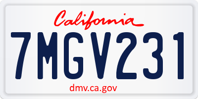 CA license plate 7MGV231