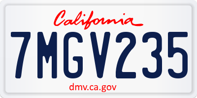 CA license plate 7MGV235