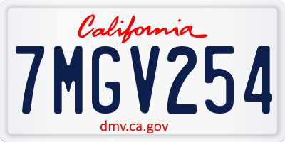 CA license plate 7MGV254