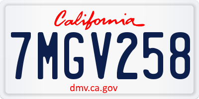 CA license plate 7MGV258