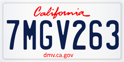 CA license plate 7MGV263