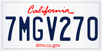 CA license plate 7MGV270