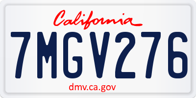 CA license plate 7MGV276
