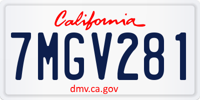 CA license plate 7MGV281